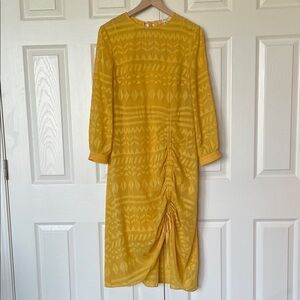 Ted Baker Yellow Geometric “Safa” Long Sleeve Dress